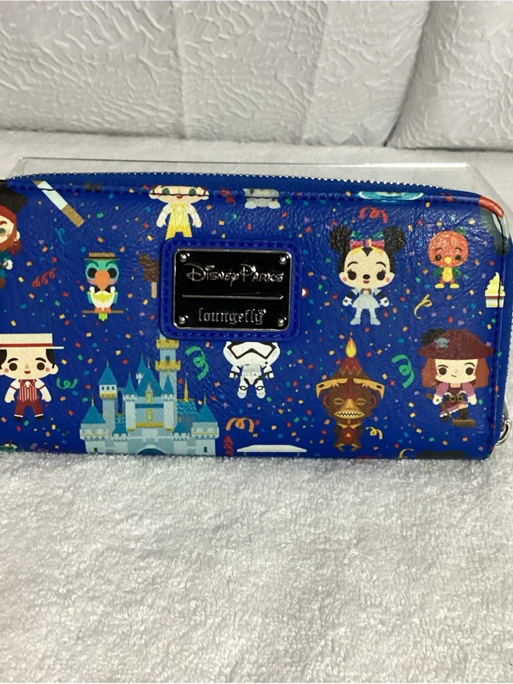 Loungefly Disney Parks 2020 Chibi Character Icons Large Zip Wallet EUC